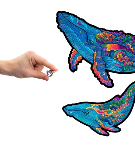 UNIDRAGON Rompecabezas Originales de Madera - Ballenas Lechosas, 98 Piezas, Pequeño 25 x 15 cm,...