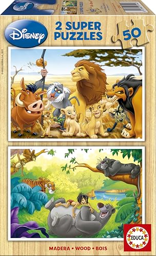 Educa - Set de 2 Puzzles Infantiles de Madera con 50 Piezas Cada uno | Animal Friends Disney...