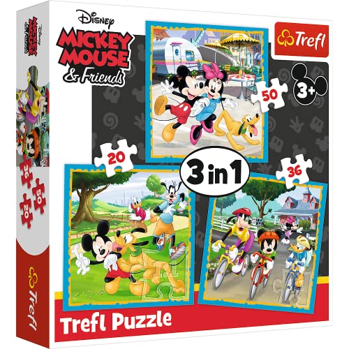 Trefl 34846 - Puzzle 3 en 1 modelo Minnie & Mickey Mouse 20-36-50 piezas, multicolor , color/modelo...