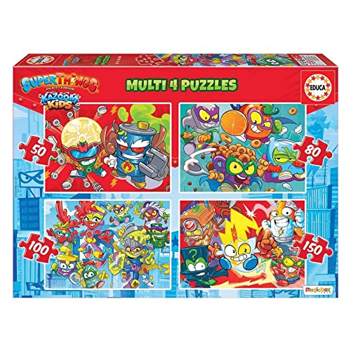 Educa - Superthings. Set de 4 Puzzles progresivos Infantiles de 50 a 150 Piezas. A Partir de 5 años...